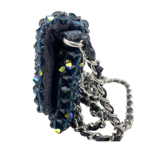 Chanel Crystal Micro Flap Bag CC Evening Ombre Iridescent Mini Crossbody Handbag - Picture 13 of 15
